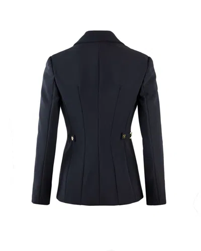 Elisabetta Franchi Single-breasted Tailored Blazer With Gold-tone Accents In Black
