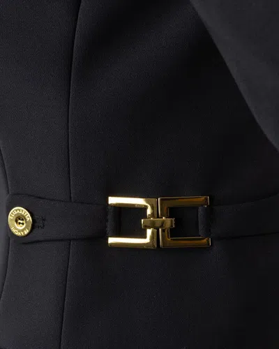 Elisabetta Franchi Single-breasted Tailored Blazer With Gold-tone Accents In Black