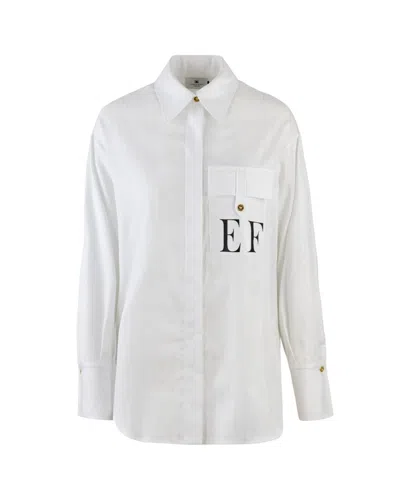 Elisabetta Franchi White Striped Cotton Poplin Shirt In White
