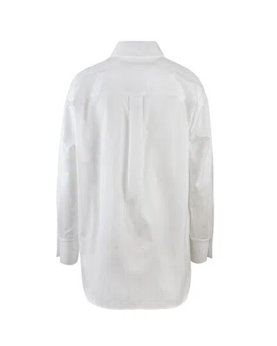 Elisabetta Franchi White Striped Cotton Poplin Shirt In White
