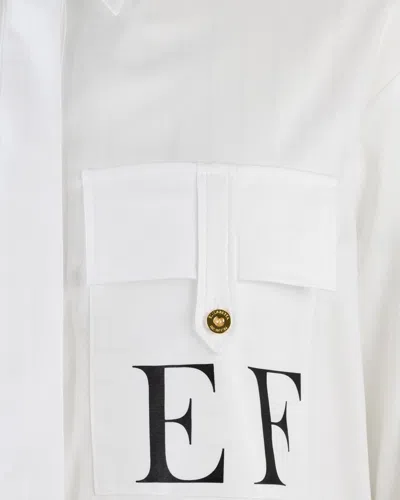 Elisabetta Franchi White Striped Cotton Poplin Shirt In White