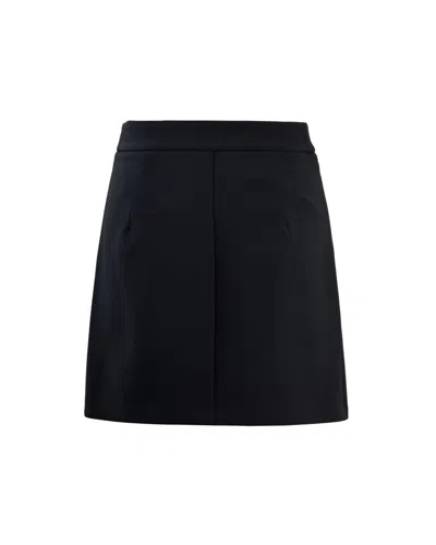 Elisabetta Franchi Black Double Crepe Skirt With Zip In Black