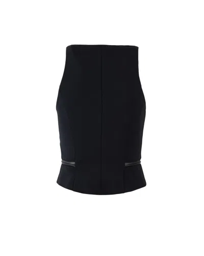 Elisabetta Franchi Double Crepe Top With Black Zip Details In Black