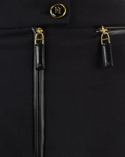 Elisabetta Franchi Black Double Crepe Skirt With Zip In Black