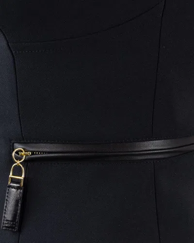 Elisabetta Franchi Double Crepe Top With Black Zip Details In Black