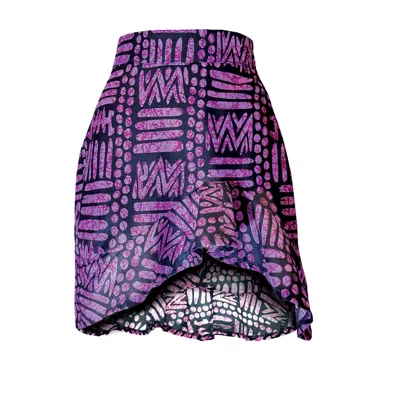 Chuks Collins Women's Purple Ajah New Collection Drop2-batik Cascading Mini Skirt