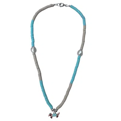 Black And Wild Women's Blue / Neutrals Chic Pup Charm Summer Necklace