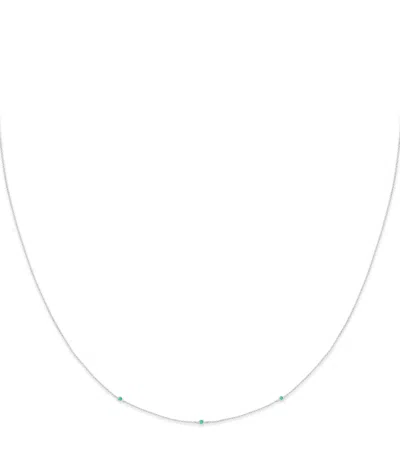 Astrid & Miyu White Gold And Emerald Charm Necklace