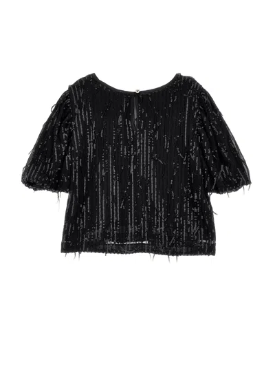 Monnalisa Sequin Fringe Top In Black