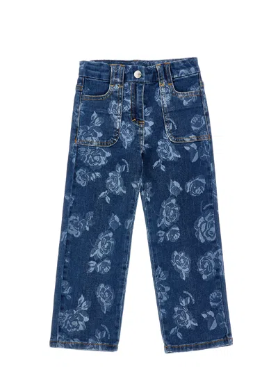 Monnalisa Minnie Jeans With Roses In Blue