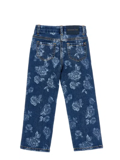 Monnalisa Minnie Jeans With Roses In Blue