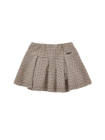 Monnalisa Houndstooth Pleated Mini Skirt In Brown