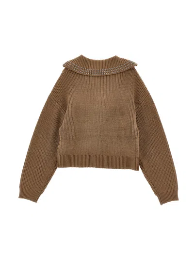 Monnalisa V-neck Sweater In Brown