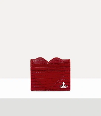 Vivienne Westwood Heart Card Holder Mini Croc-embossed Red One Size Women