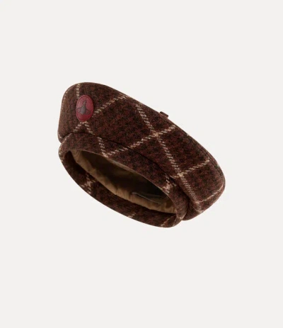 Vivienne Westwood Beret Harris Tweed Check Brown S/m Unisex