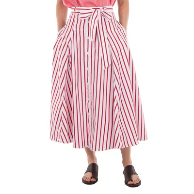 Polo Ralph Lauren Striped A-line Skirt With Belt In Pink