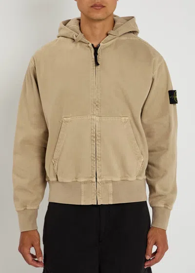 Stone Island Hooded Canvas Work Jacket In Neutral