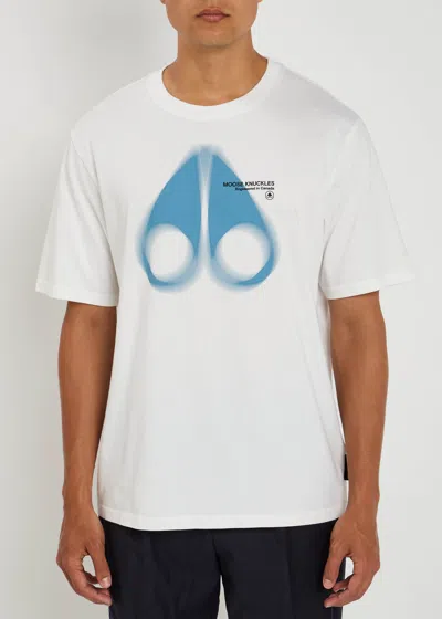 Moose Knuckles Maurice Mens Blur Logo T-shirt In White