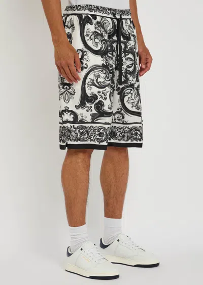 Dolce & Gabbana Majolica Printed Silk-twill Shorts In Multi