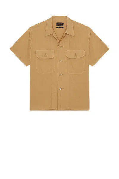 Beams Mil Sht Shirt Textured Ripstop In Brown