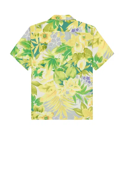 Beams Open Collar Tropical Pattern Print In Yellow