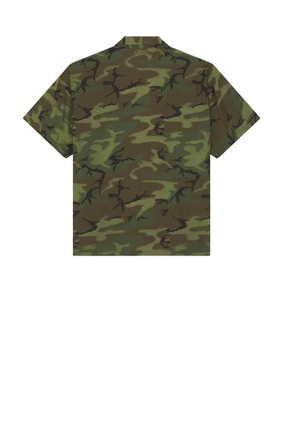 Beams Mil-sht Mesh Camo Jacquard Mapping Print In Green