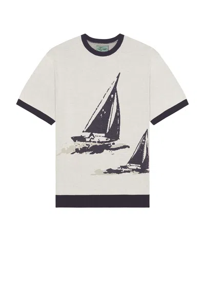 Beams Knit Tee Box Jacquard In White