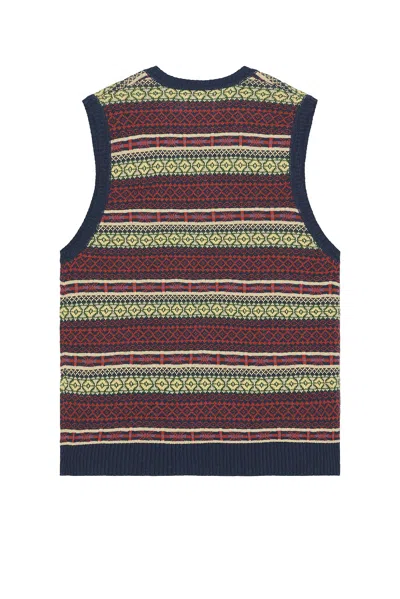 Beams Cotton Linen Vest Fair Isle Pattern In Brown