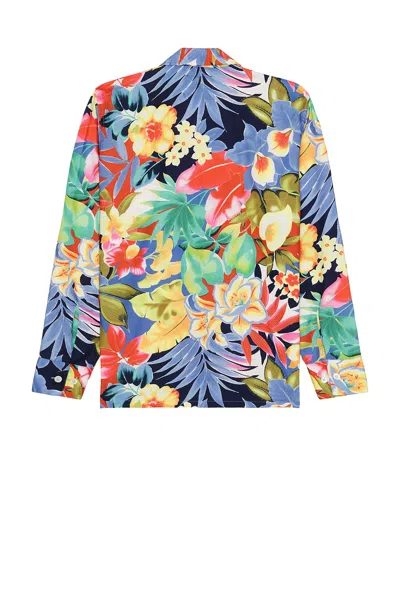 Beams Mil Open Collar Tropical Pattern Print In Multi