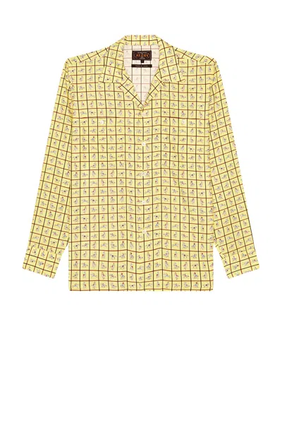 Beams Mil Open Collar Derby Tattersall In Yellow