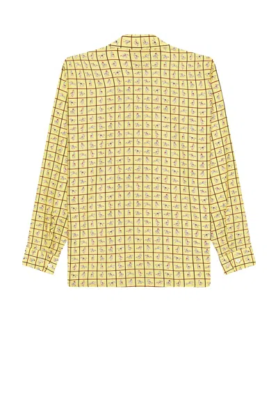 Beams Mil Open Collar Derby Tattersall In Yellow