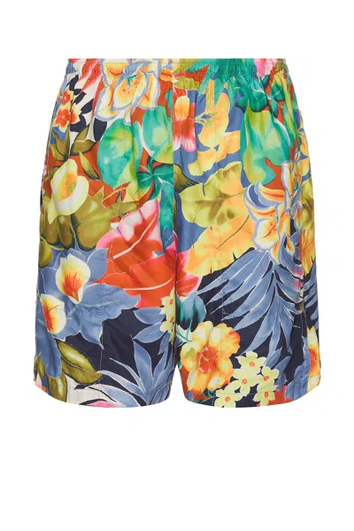 Beams Gym Shorts Tropical Pattern Print In Multi