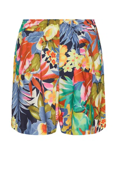 Beams Gym Shorts Tropical Pattern Print In Multi