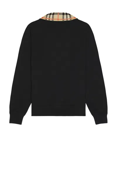Burberry Mens Black Logo-embroidered Funnel-neck Cotton Sweatshirt