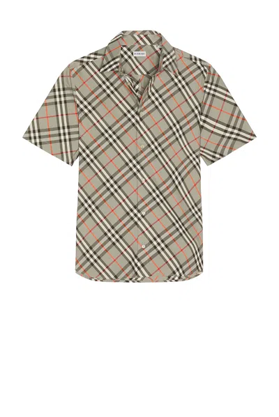 Burberry Short Sleeve Bias Check Slim Fit Shirt In Gray