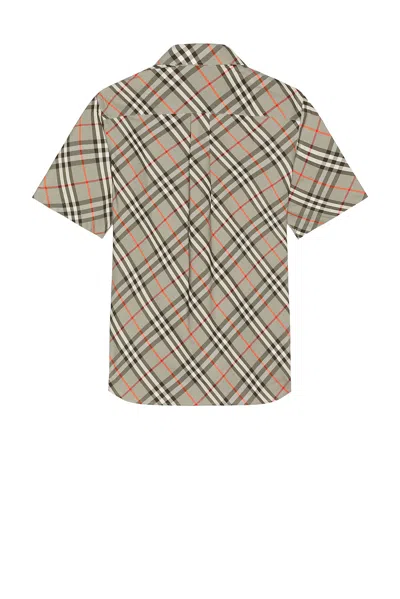 Burberry Short Sleeve Bias Check Slim Fit Shirt In Gray