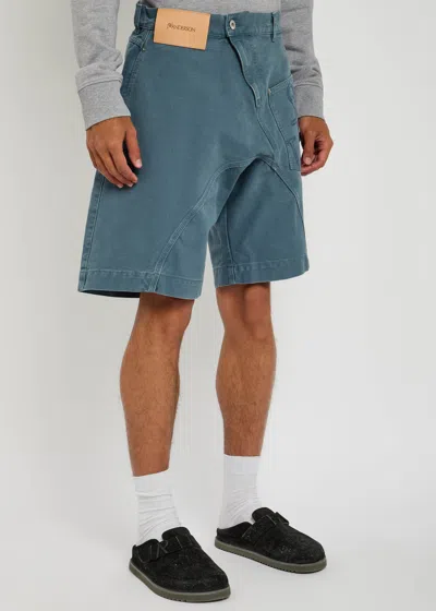 Jw Anderson Twisted Workwear Canvas Shorts In Blue