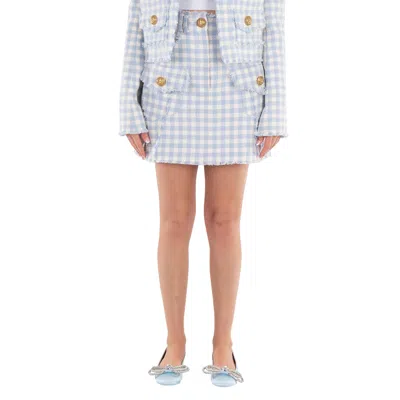 Balmain Gingham-pattern A-line Miniskirt