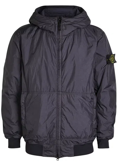 Stone Island Mens Dark Blue Crinkle Logo-patch Padded Shell Jacket In Blue