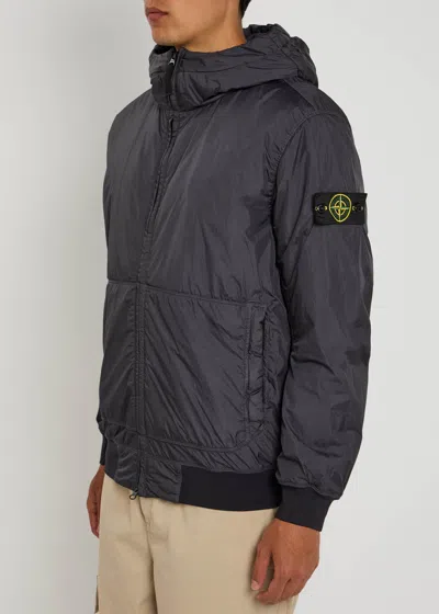 Stone Island Mens Dark Blue Crinkle Logo-patch Padded Shell Jacket In Blue