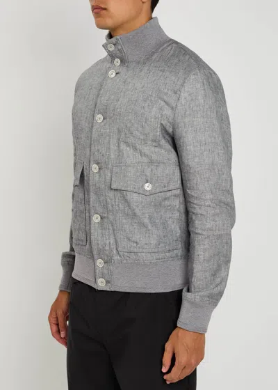 Dolce & Gabbana Linen Blazer In Gray