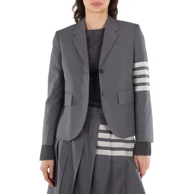 Thom Browne Ladies Med Grey 4-bar Single-breasted Blazer In Gray
