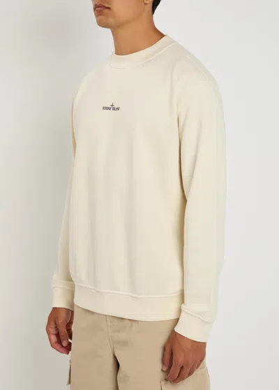 Stone Island Mens Desert Graphic-print Crewneck Cotton-jersey Sweatshirt In Neutral