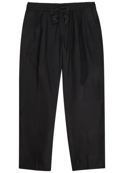 Dolce & Gabbana Drawstring Linen Trousers In Black
