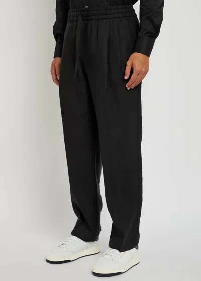 Dolce & Gabbana Drawstring Linen Trousers In Black