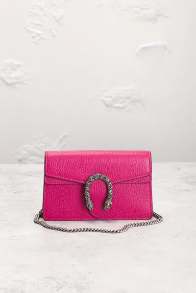 Pre-owned Gucci Super Mini Dionysus Shoulder Bag In Pink