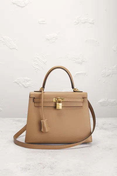 Pre-owned Hermes Epsom Kelly 25 Sellier Handbag In Brown