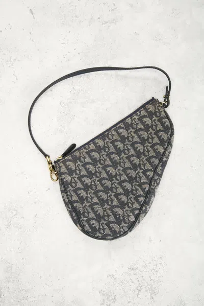 Pre-owned Dior Issimo Pochette Saddle Bag In Blue