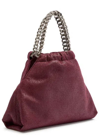 Stella Mccartney Mini Falabella Chain-trimmed Drawstring Tote Bag In Burgundy