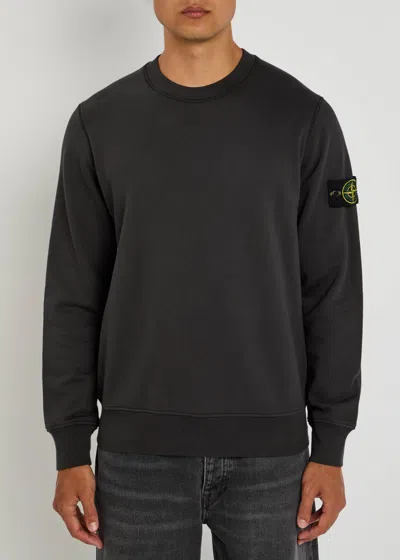 Stone Island Black Organic Cotton Diagonal Fleece Old Effect Sweatshirt